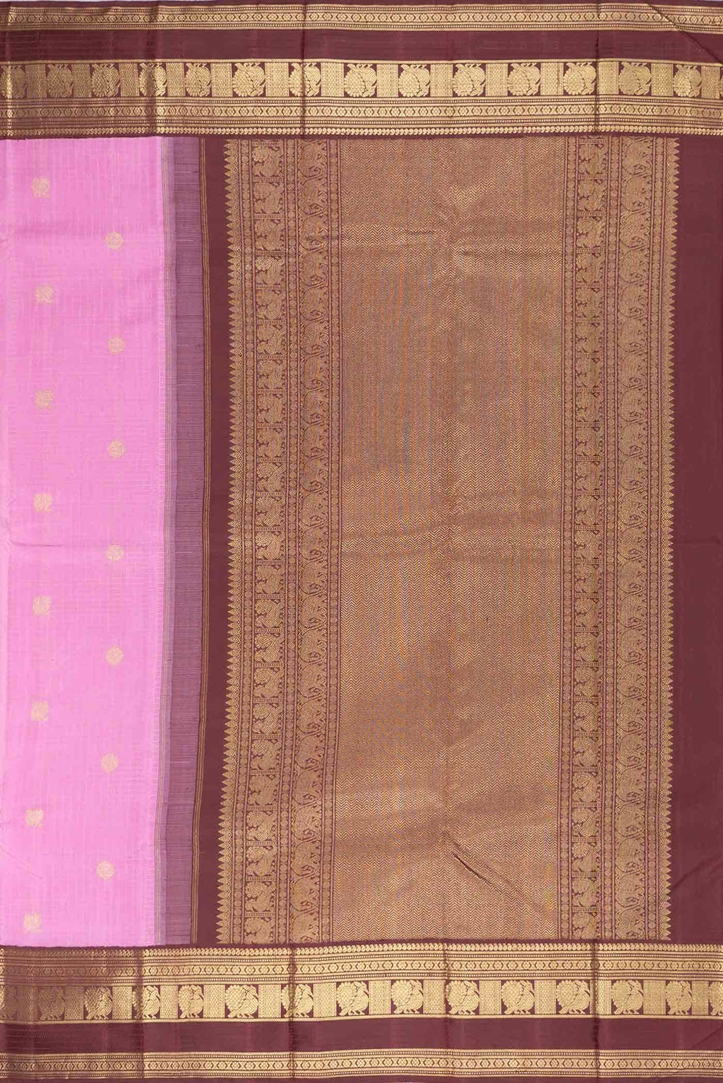 Pure Silk Pure Zari Pink Dual Tone Kanjivaram Saree