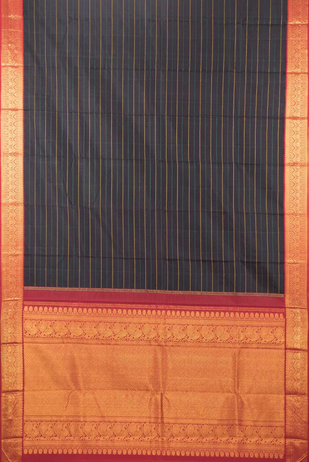 Pure Silk Pure Zari Black Dual Tone Kanjivaram Saree