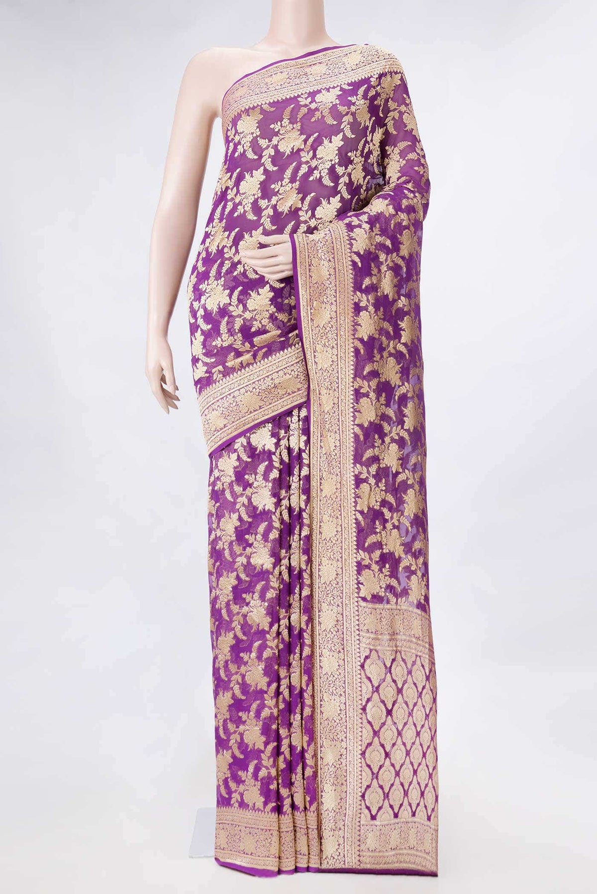 Purple Dual Tone Mysore Georgette Saree