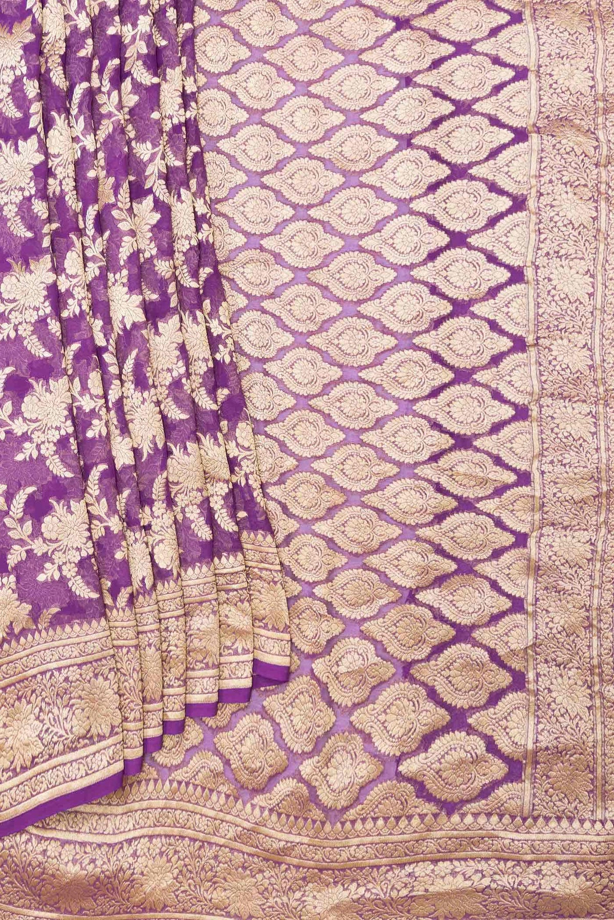 Purple Dual Tone Mysore Georgette Saree