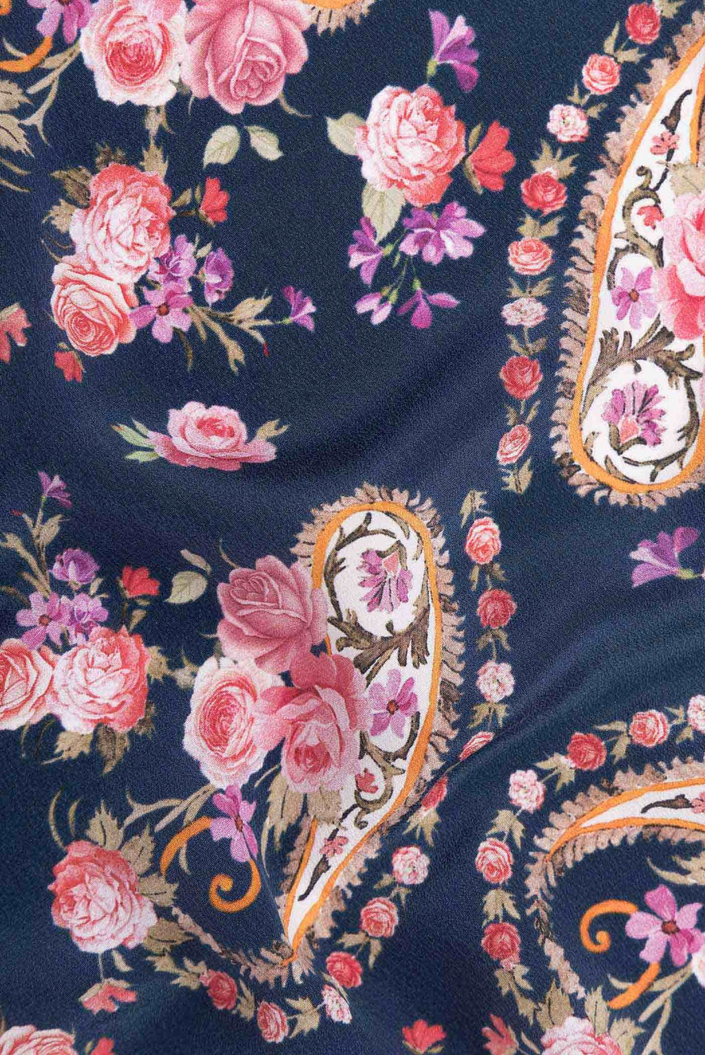 Navy Blue Mysore Crepe Saree