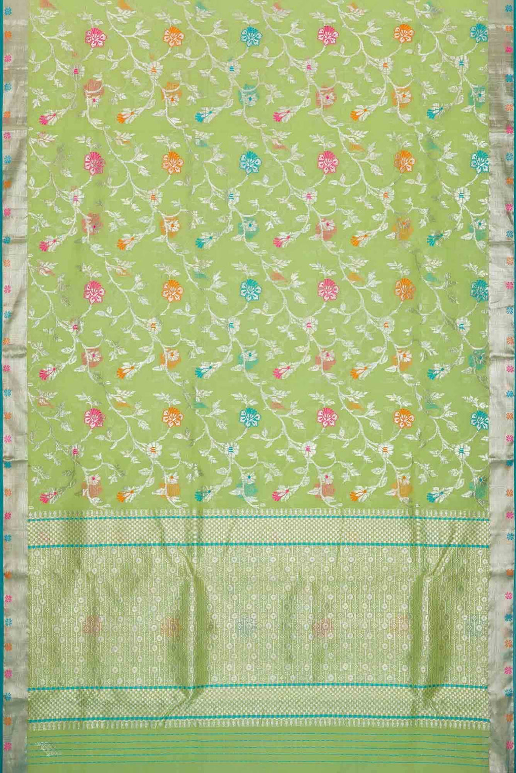 Pure Silk Pure Zari Green Dual Tone Kota Saree