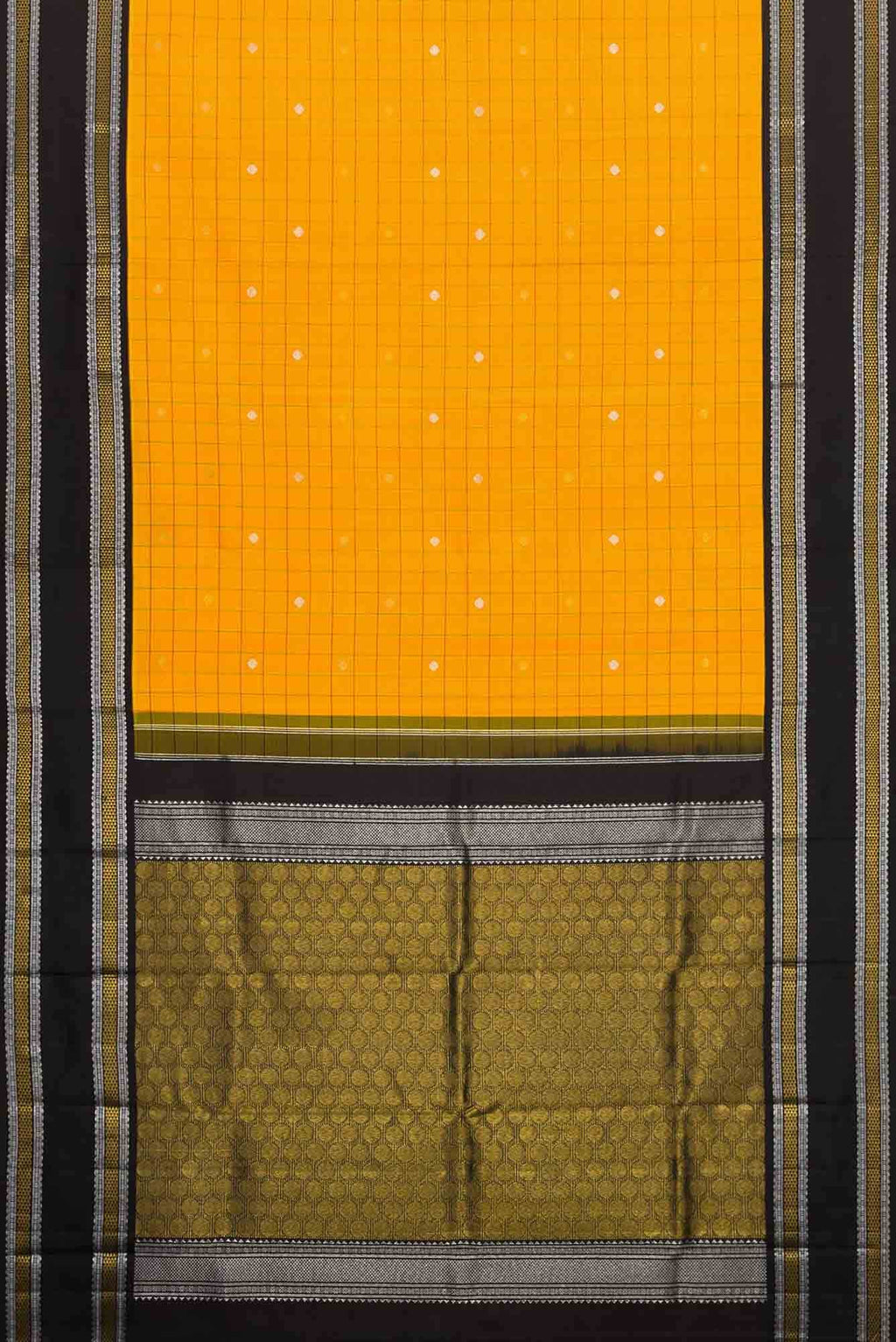 Pure Silk Pure Zari Yellow Dual Tone Kanjivaram Saree