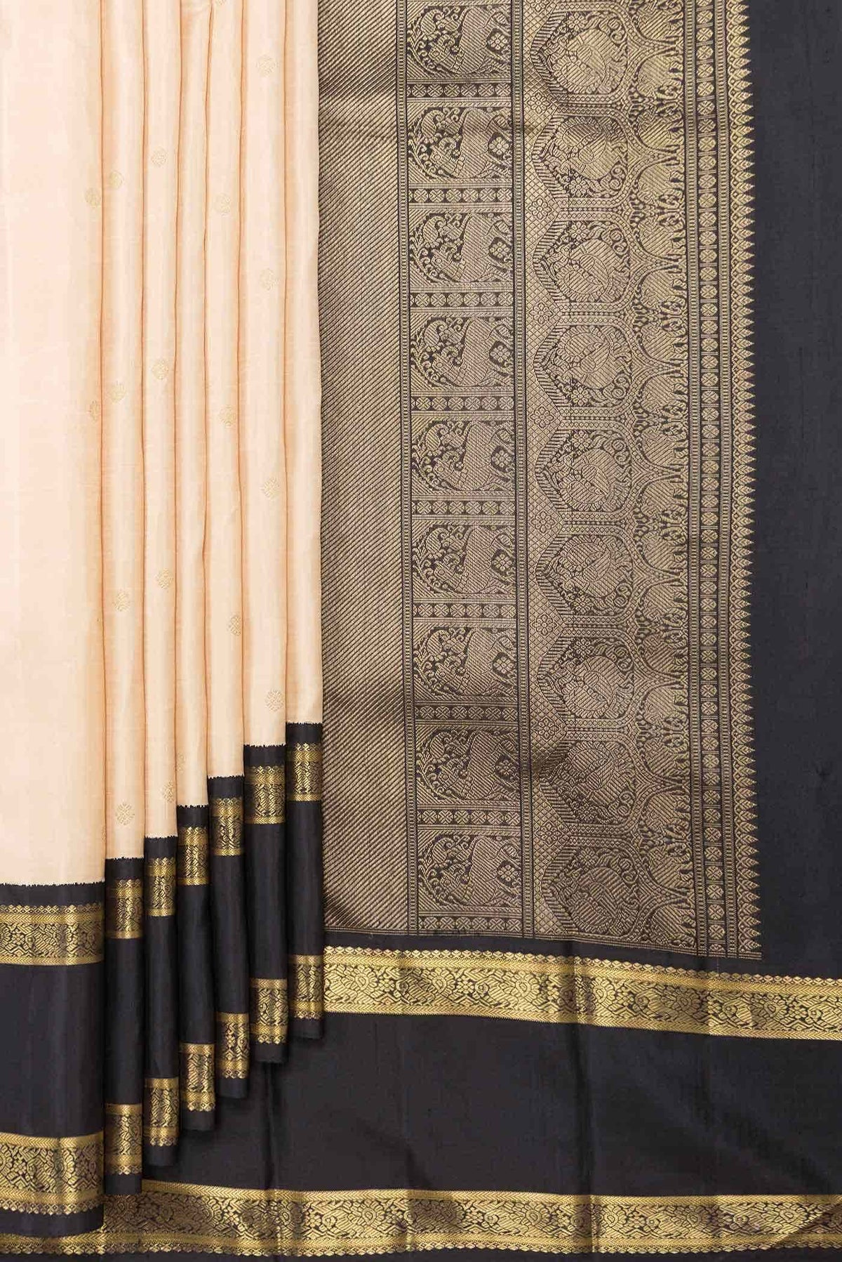 Pure Silk Pure Zari Sandal Dual Tone Kanchipuram Saree