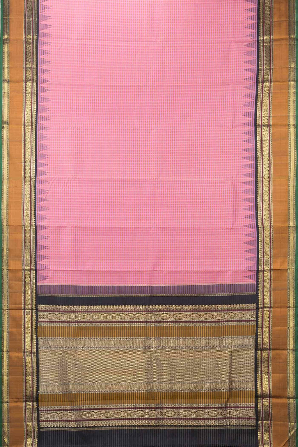 Pure Silk Pure Zari Pink Dual Tone Kanchipuram Saree