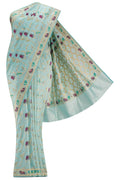 Sky Blue Dual Tone Banarasi Silk Saree