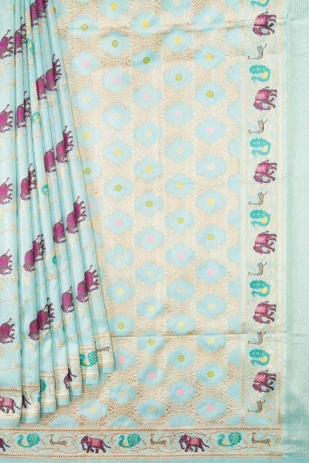 Sky Blue Dual Tone Banarasi Silk Saree