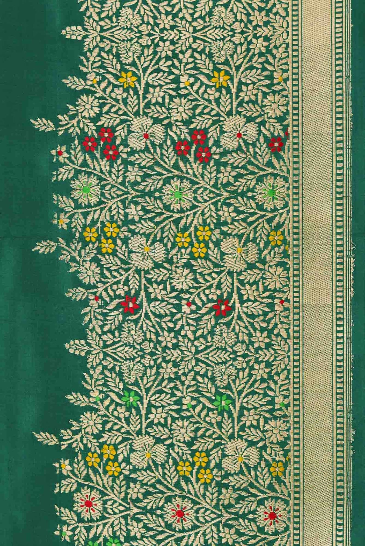 Pure Silk Pure Zari Green Dual Tone Banarasi Saree