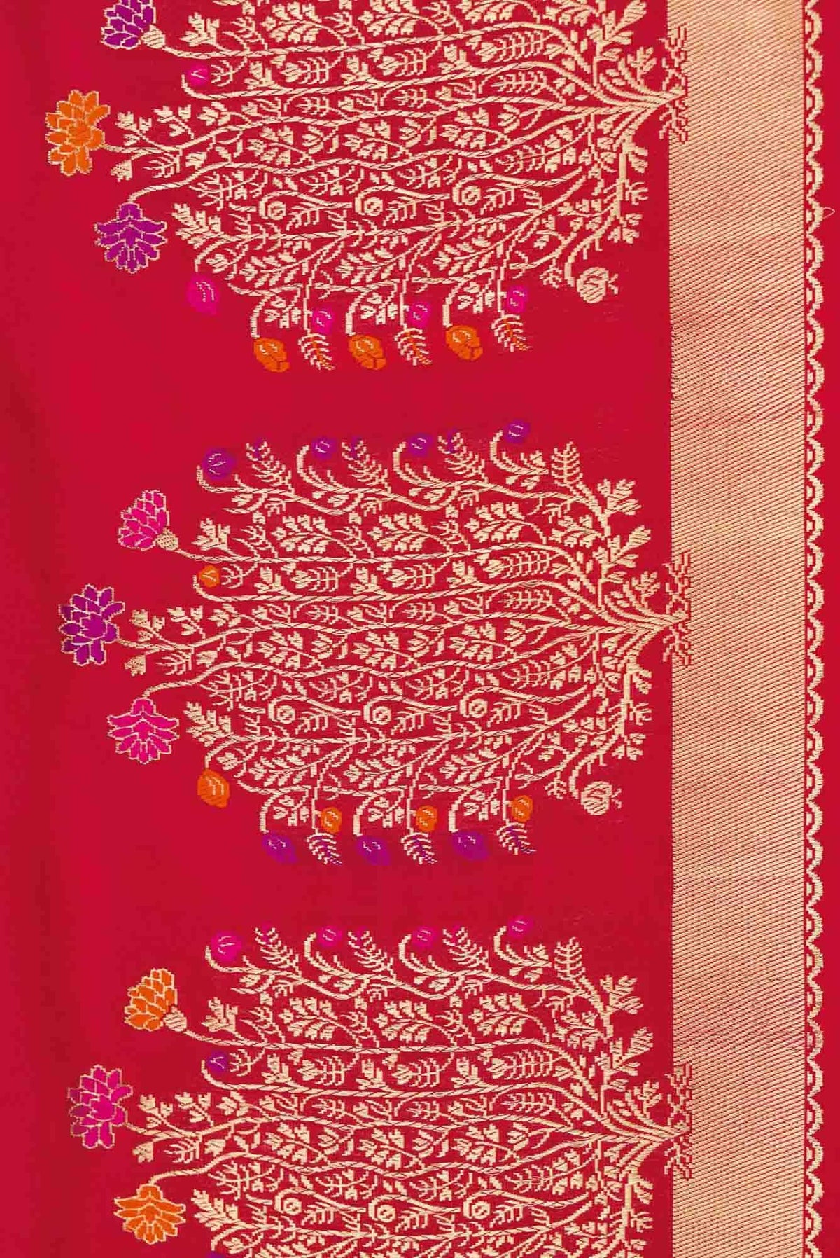 Pure Silk Pure Zari Red Dual Tone Banarasi Saree