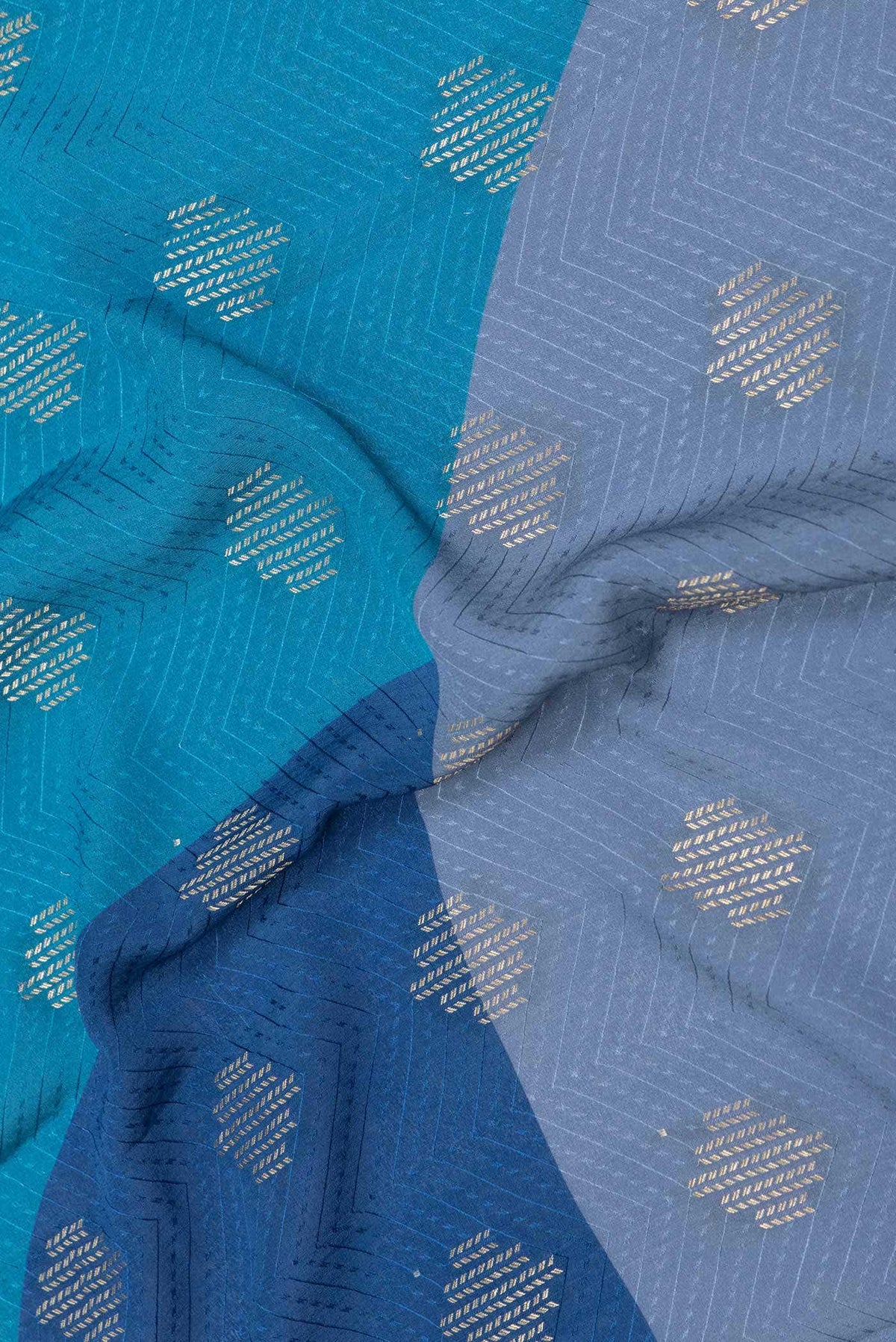 Blue Dual Tone Mysore Crepe Saree