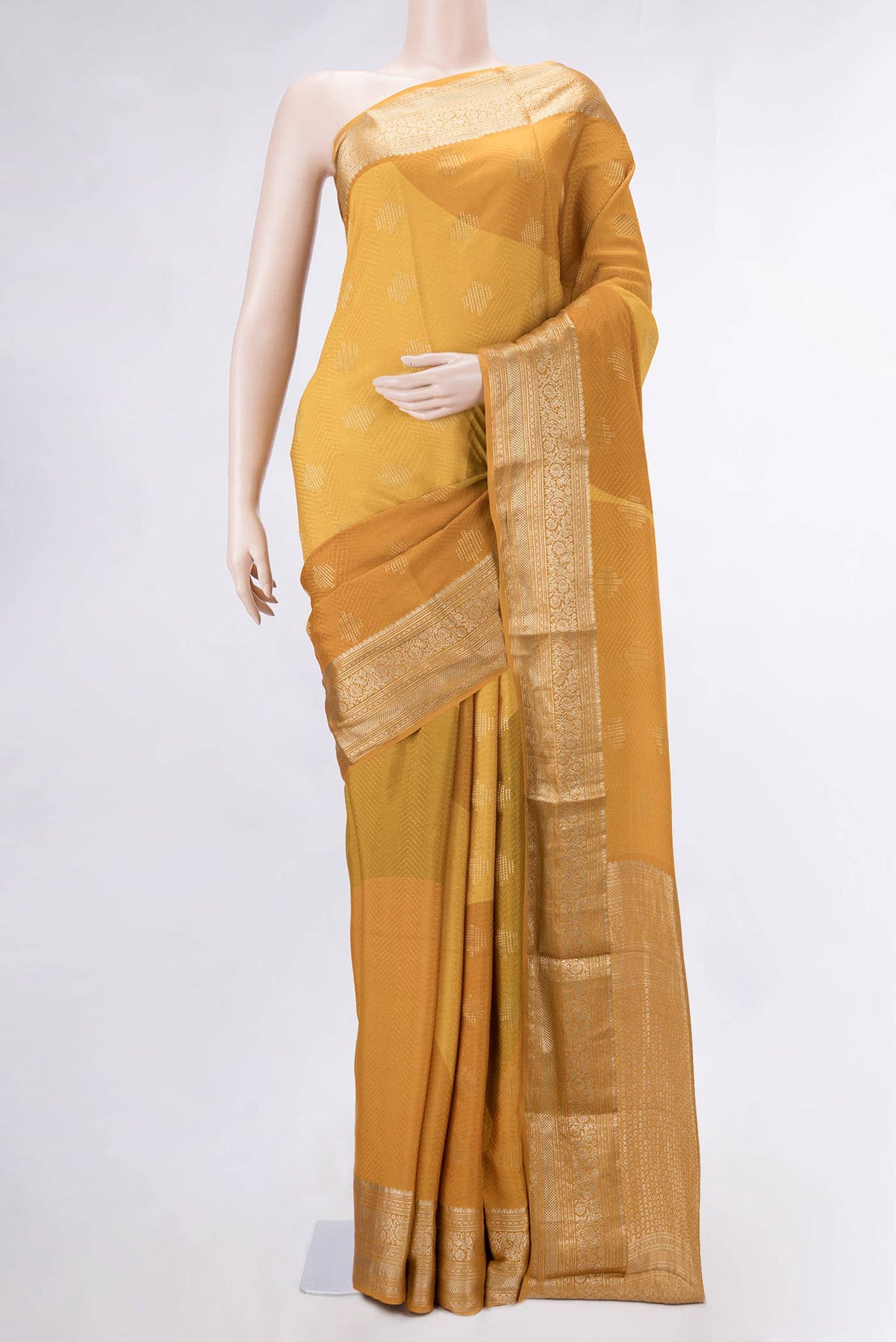Mustard Dual Tone Mysore Crepe Saree
