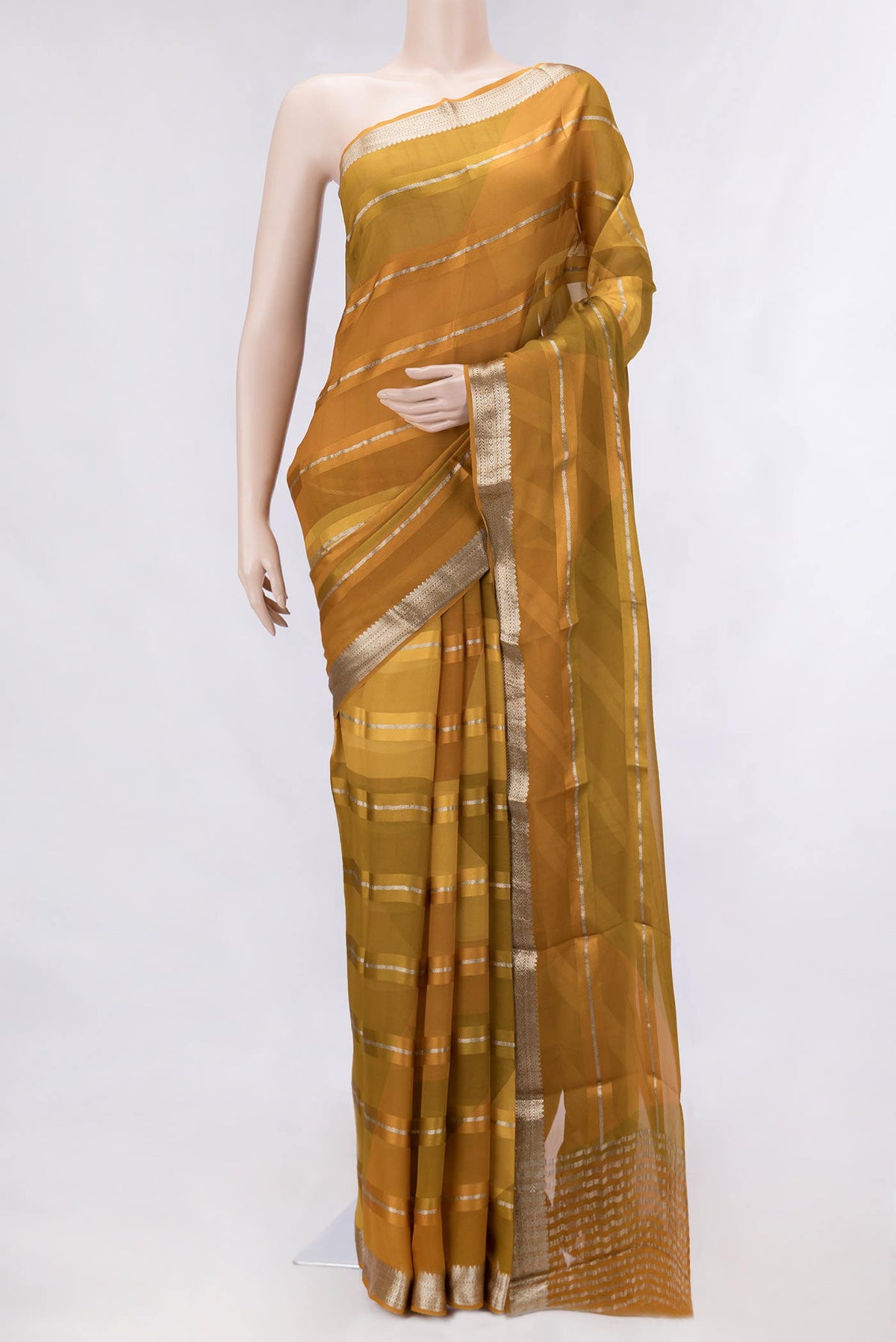 Mustard Dual Tone Mysore Georgette Saree