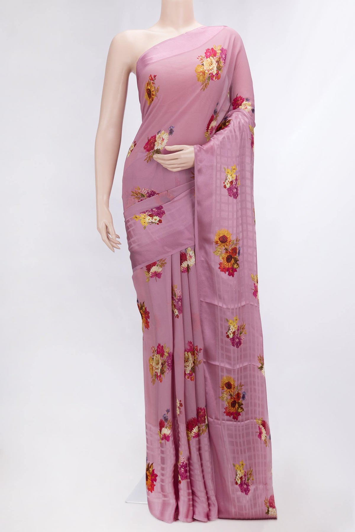 Rose pink Dual Tone Mysore Georgette Saree