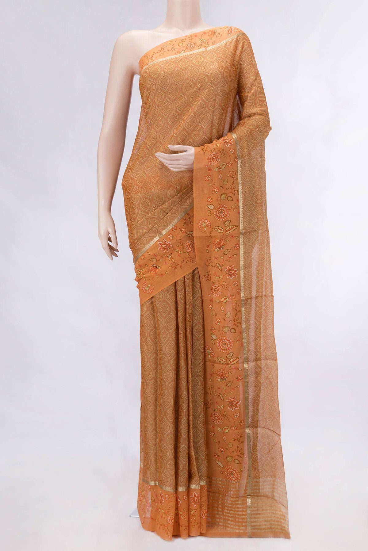 Golden Peach Dual Tone Mysore Georgette Saree