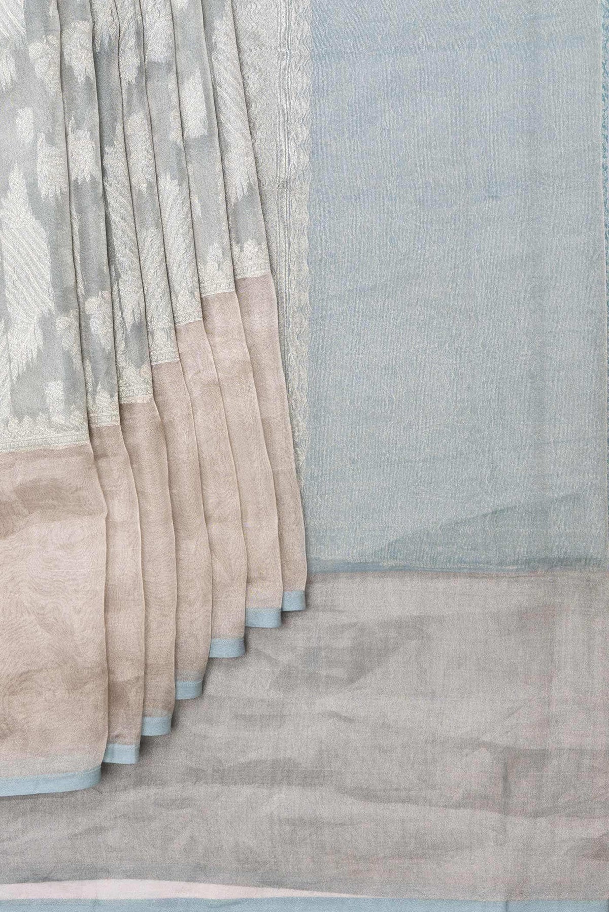 Grey Dual Tone Banarasi Tissue Silk Saree