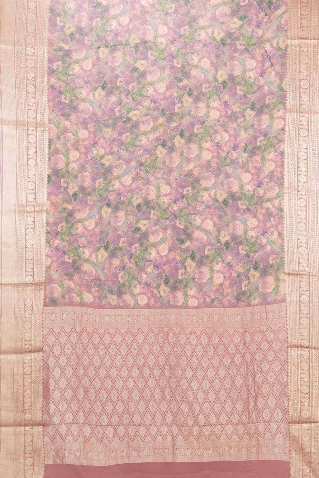 Pink Dual Tone Mysore Crepe Saree