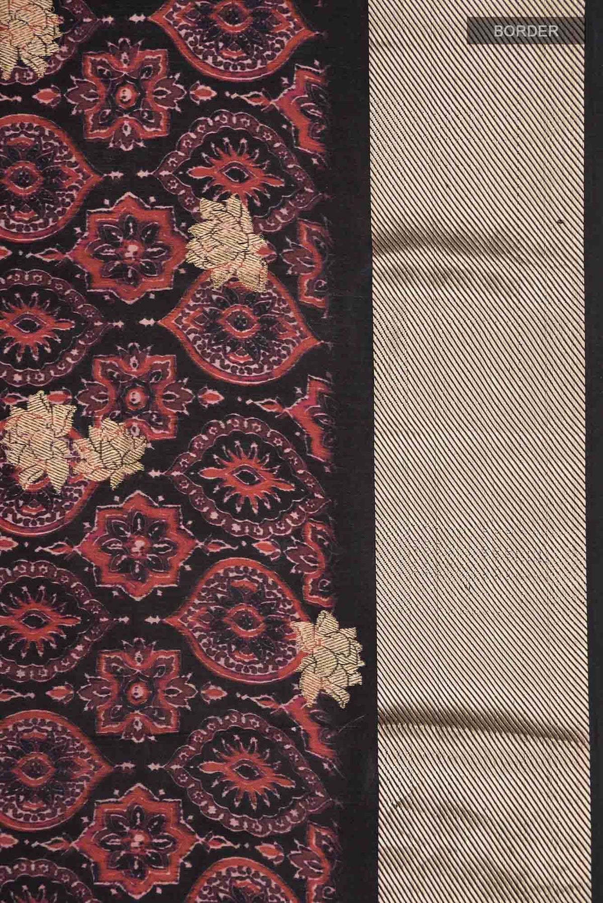 Black Printed Silk Saree