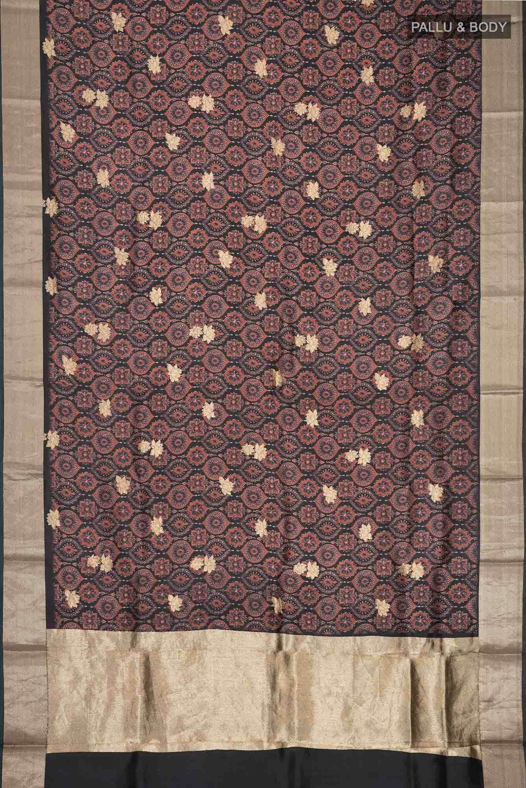 Black Printed Silk Saree