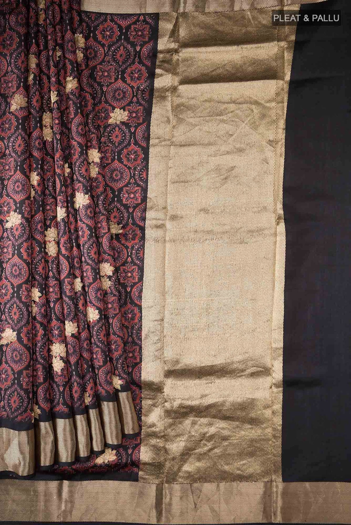 Black Printed Silk Saree
