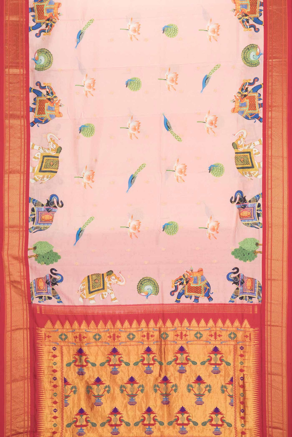 Golden Peach Kanjivaram Silk Saree