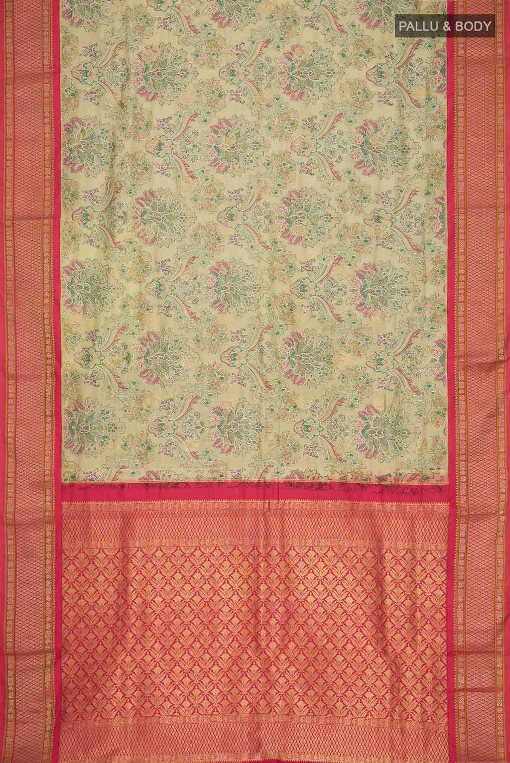 Green Printed Silk Saree