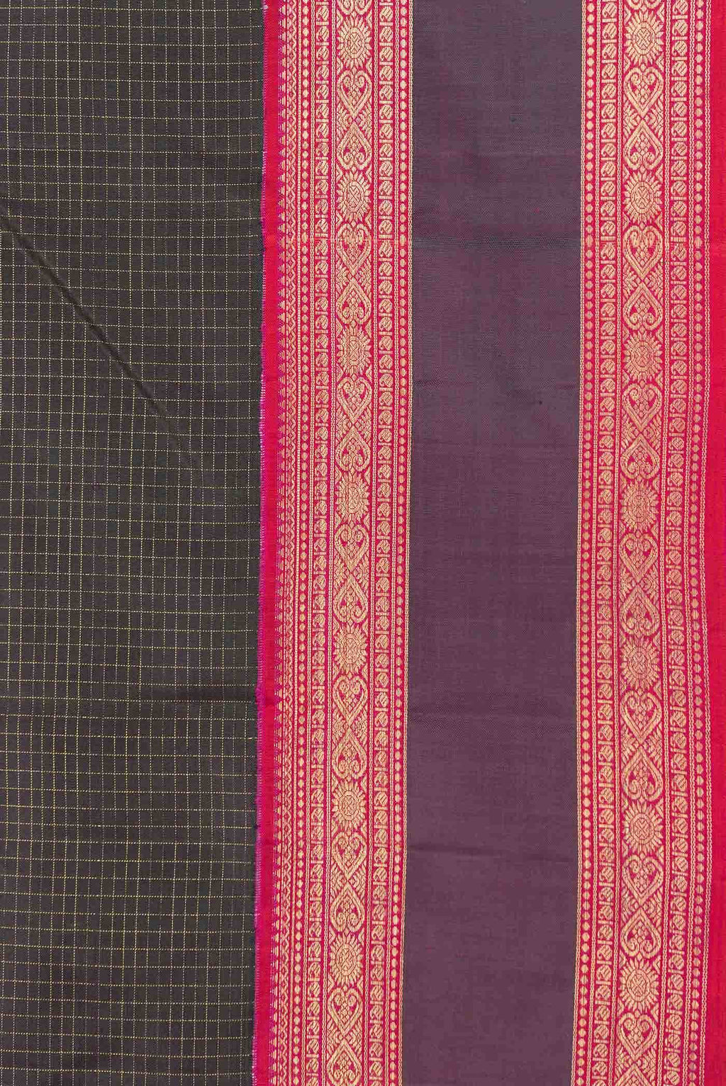 Pure Silk Pure Zari Black Dual Tone Kanchipuram Saree