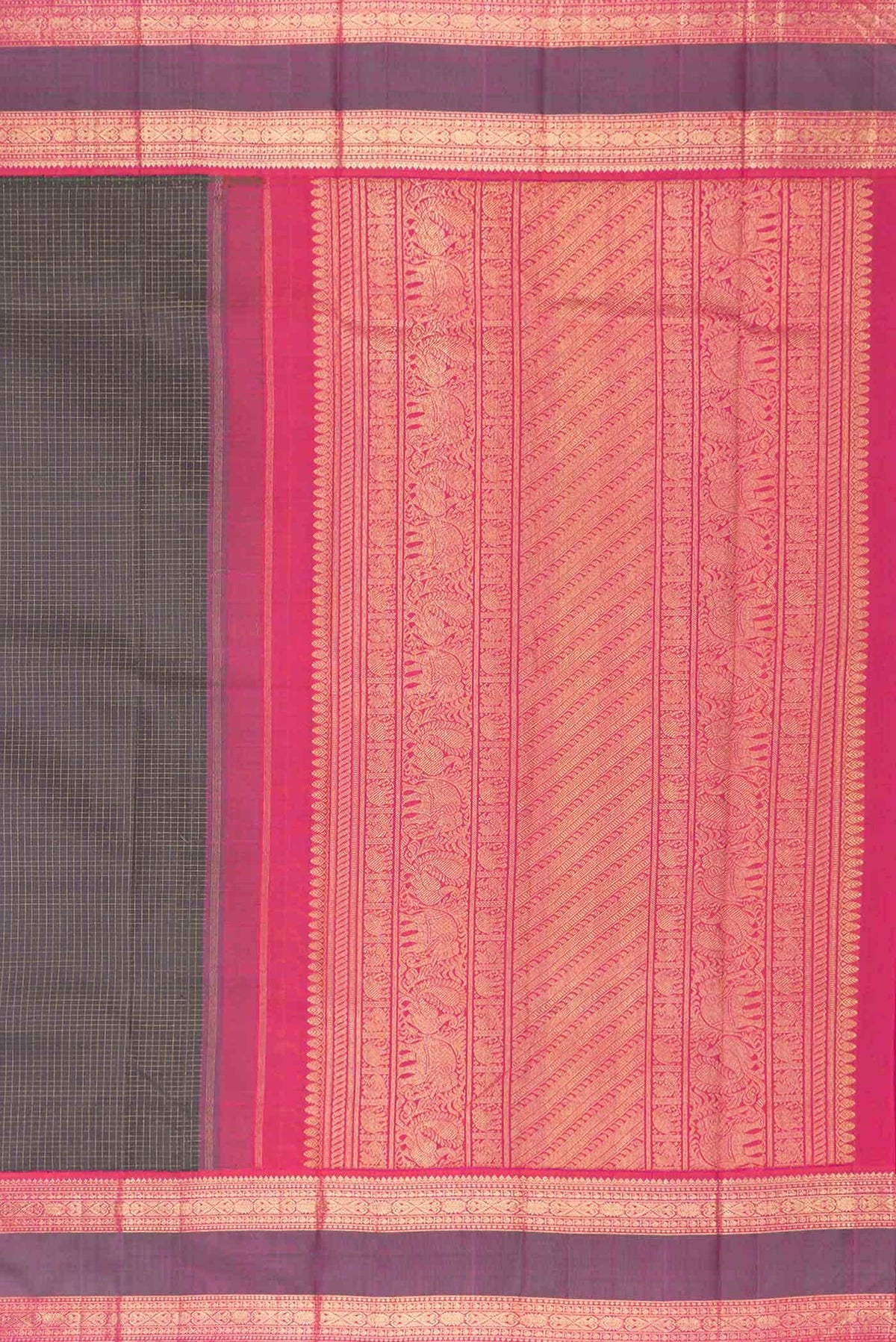 Pure Silk Pure Zari Black Dual Tone Kanchipuram Saree