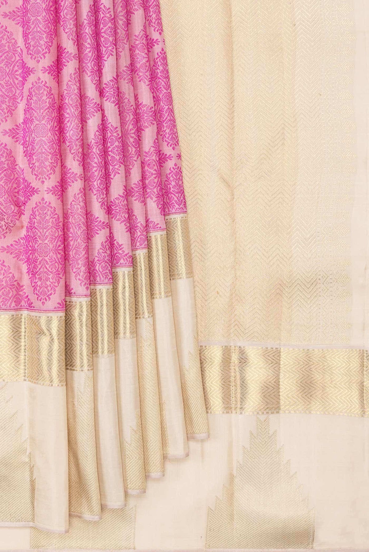 Pure Silk Pure Zari Pink Dual Tone Kanjivaram Saree