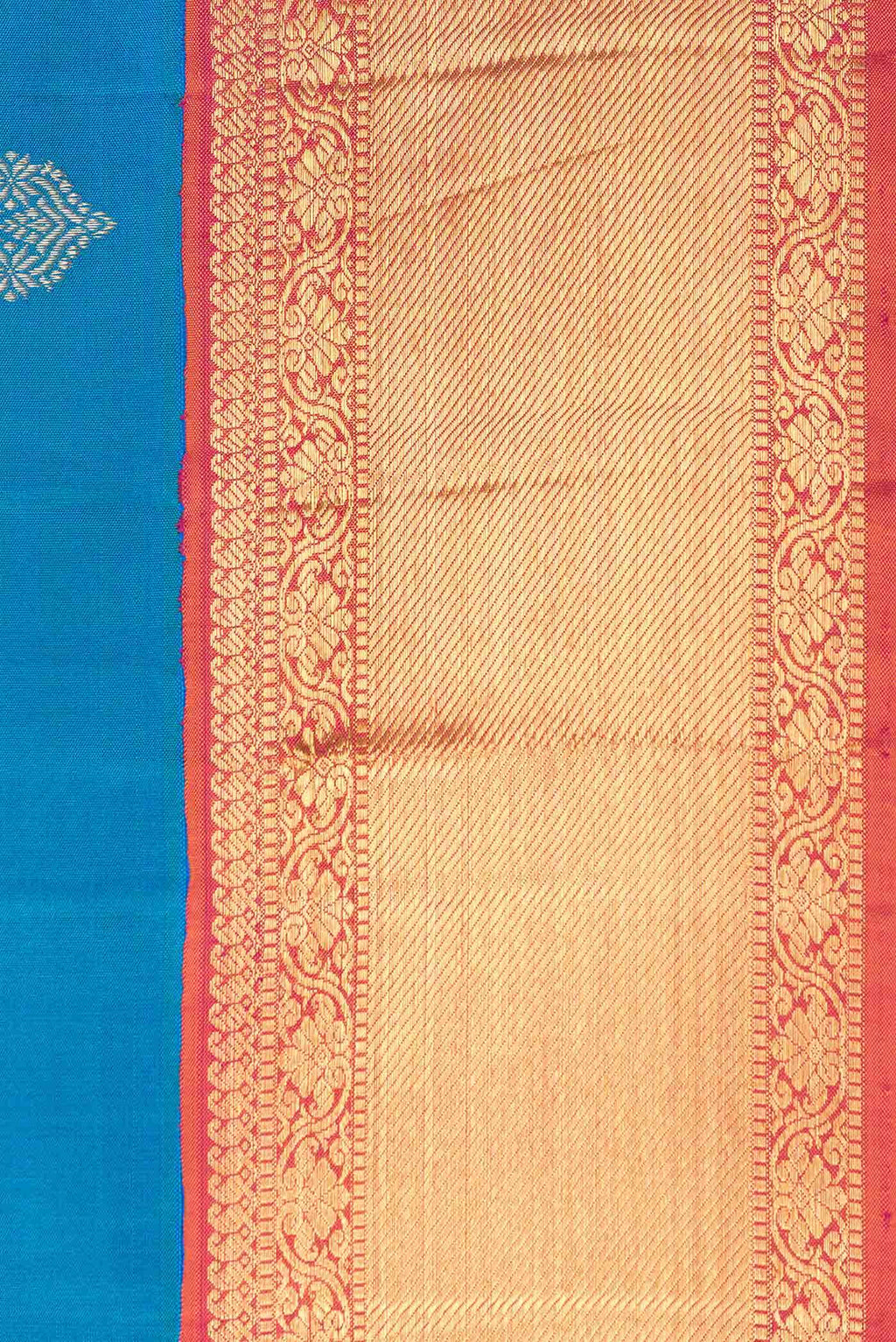 Pure Silk Pure Zari Peacock Blue Dual Tone Kanjivaram Saree