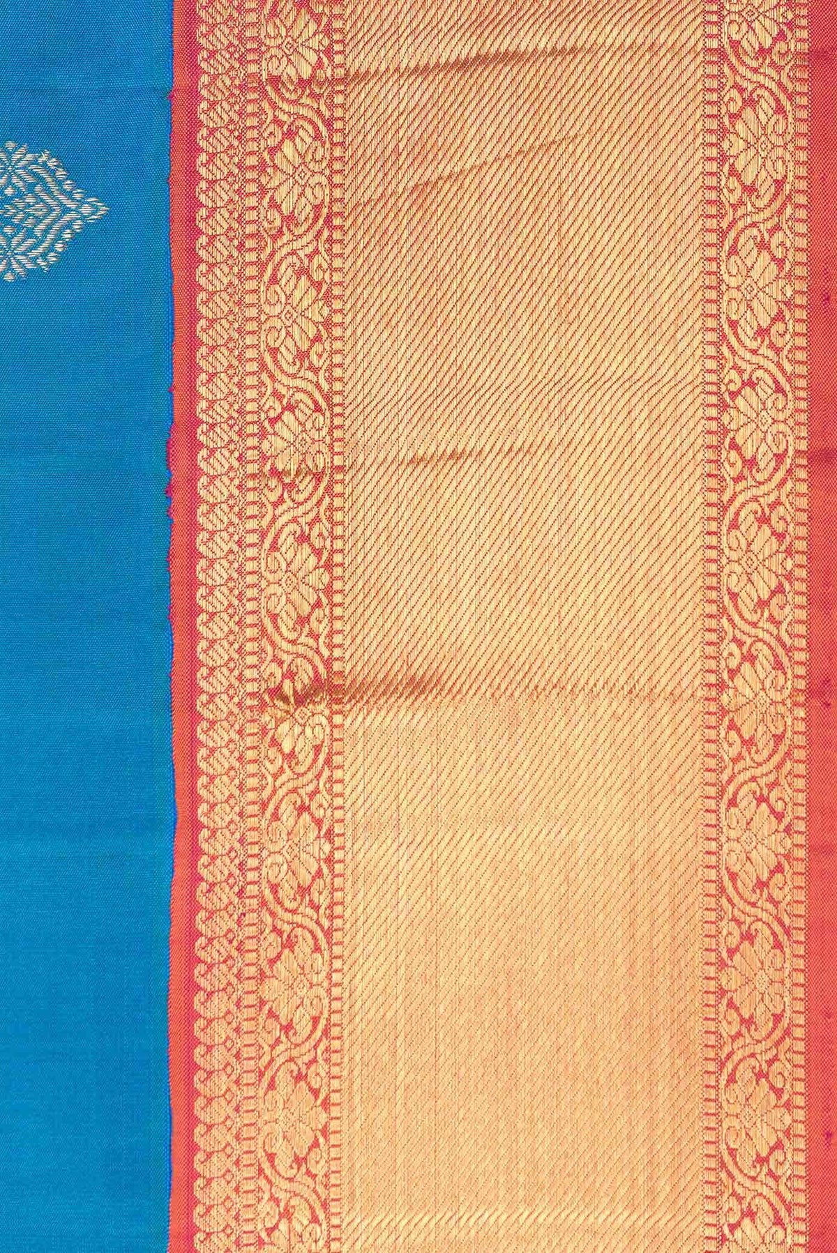 Pure Silk Pure Zari Peacock Blue Dual Tone Kanjivaram Saree