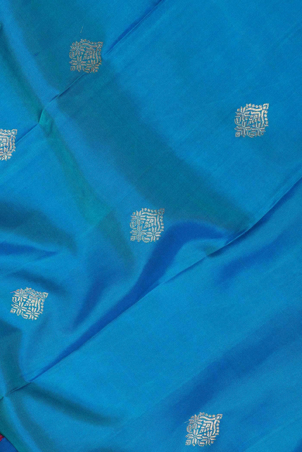 Pure Silk Pure Zari Peacock Blue Dual Tone Kanjivaram Saree