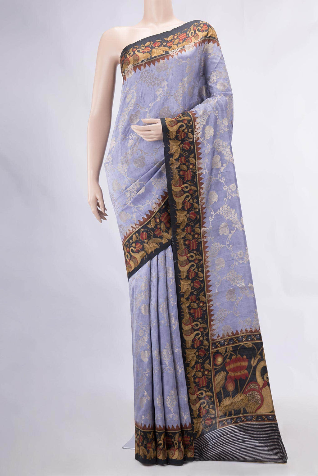 Lavender Tussar Silk Saree