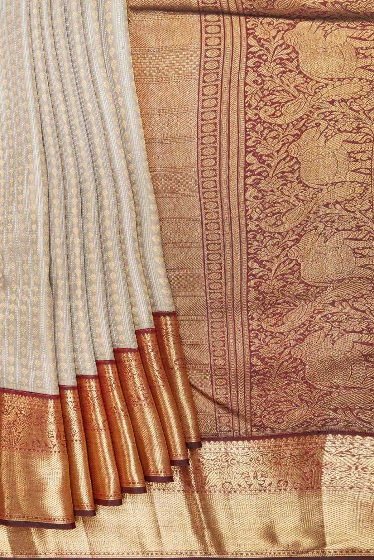 Grey Dual Tone Kanchipuram Silk Saree