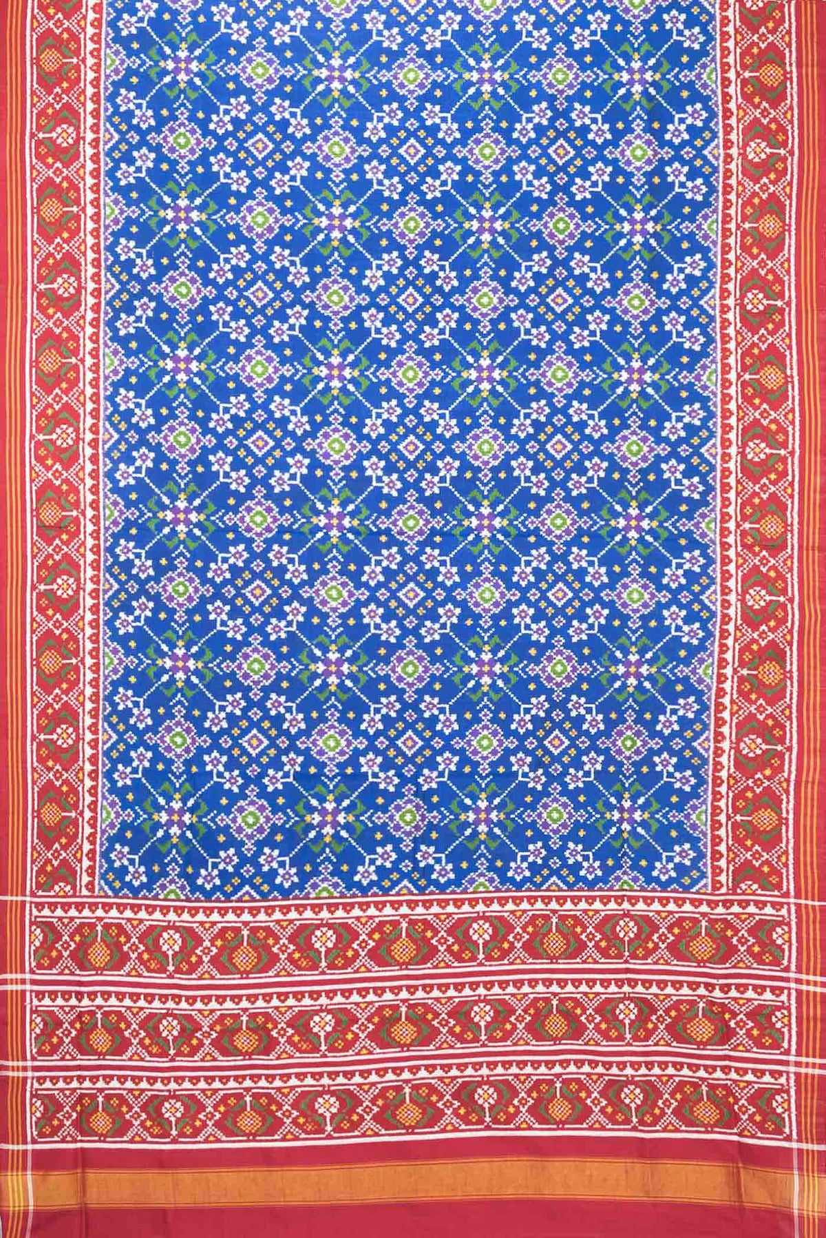 Pure Silk Pure Zari Royal Blue Dual Tone Double Ikat Saree