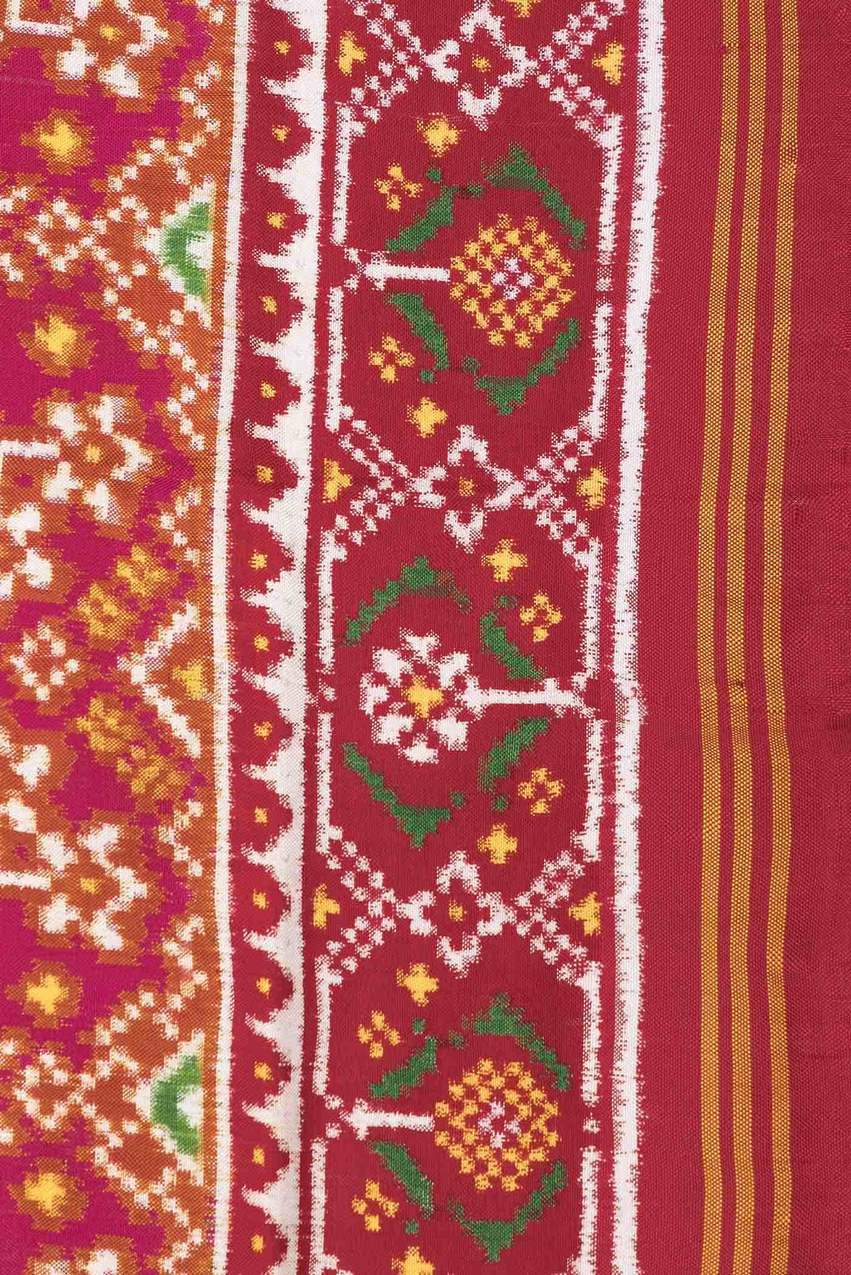 Pure Silk Pure Zari Mustard Dual Tone Double Ikat Saree