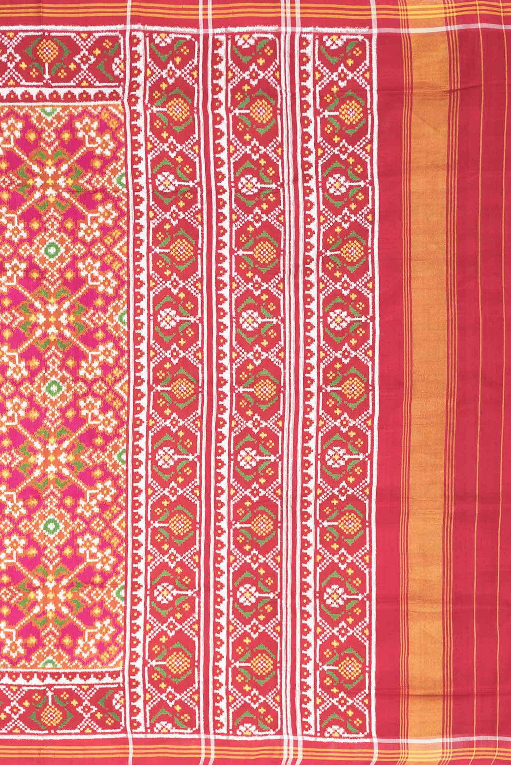 Pure Silk Pure Zari Mustard Dual Tone Double Ikat Saree