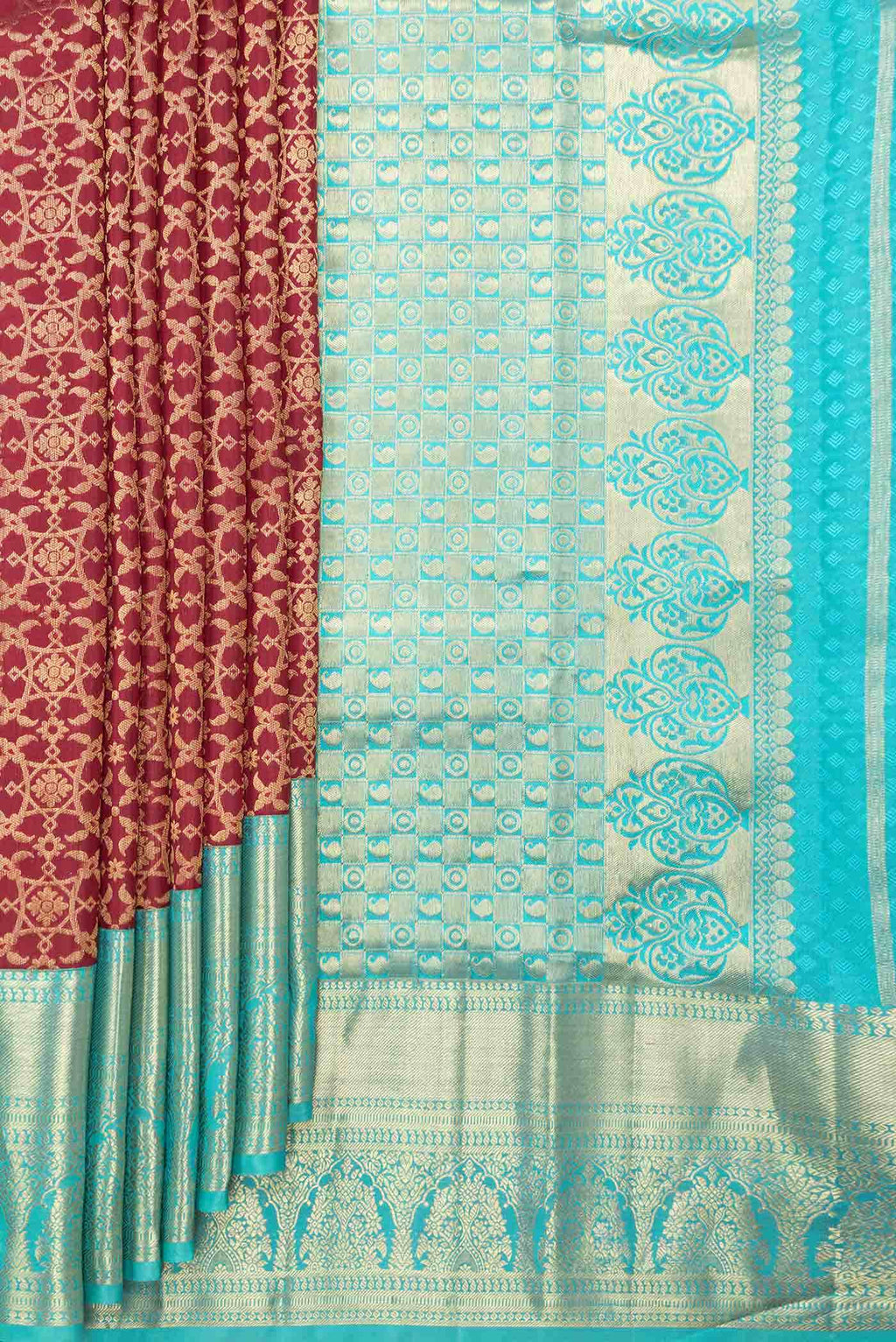 Maroon Dual Tone Kanjivaram Silk Saree