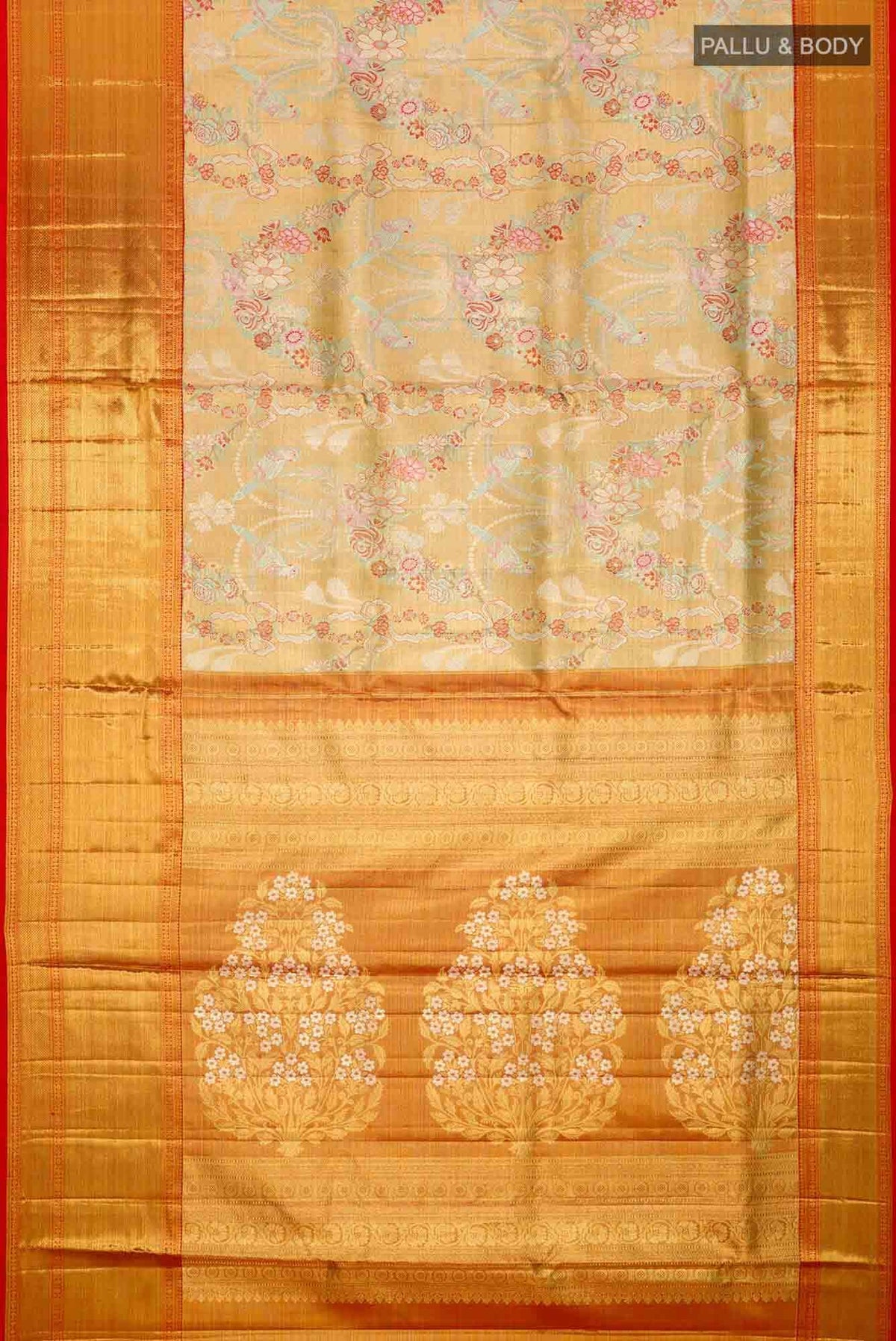 Gold Dual Tone Kanjivaram Tissue Silk Saree