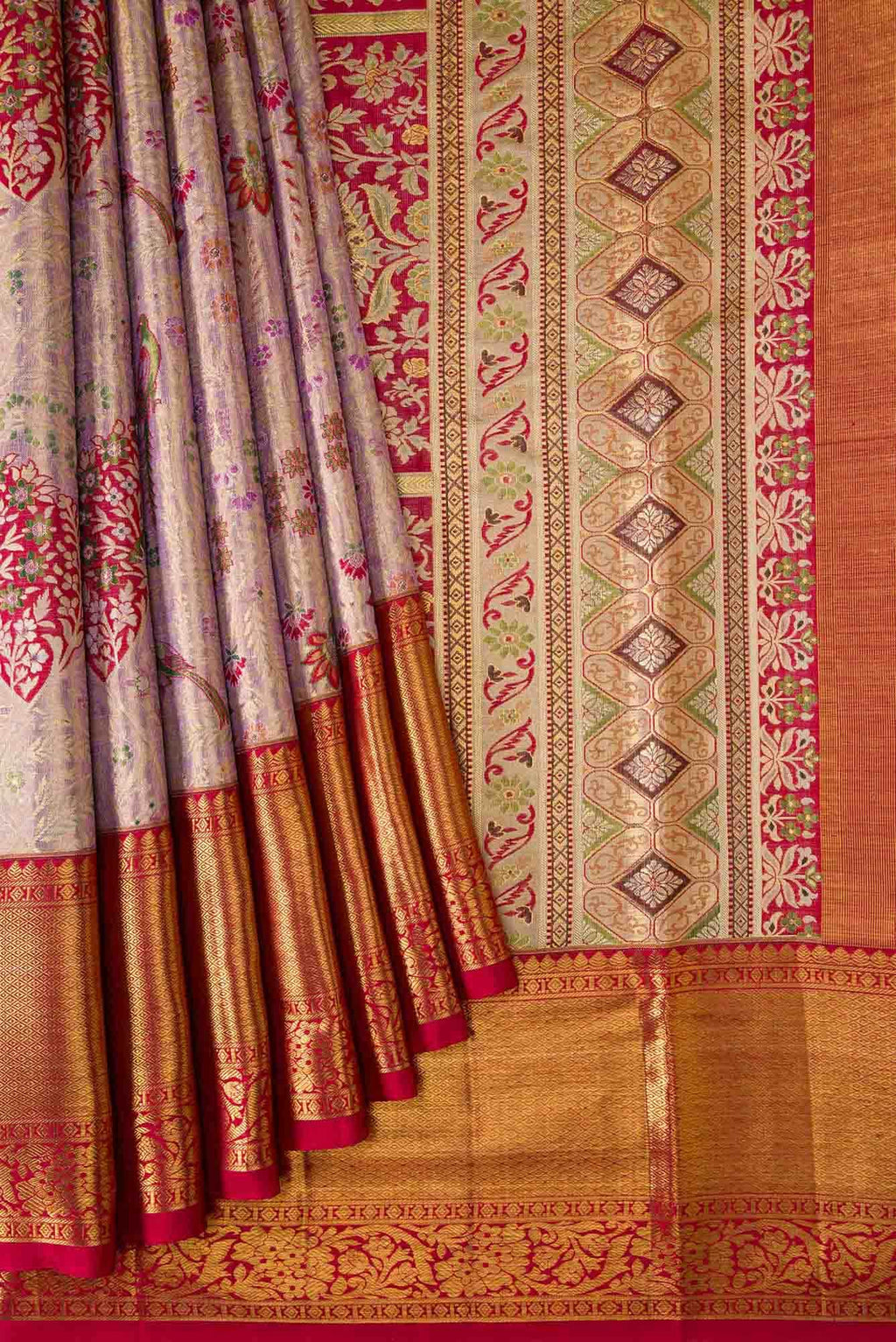 Lavender Dual Tone Kanjivaram Tissue Silk Saree