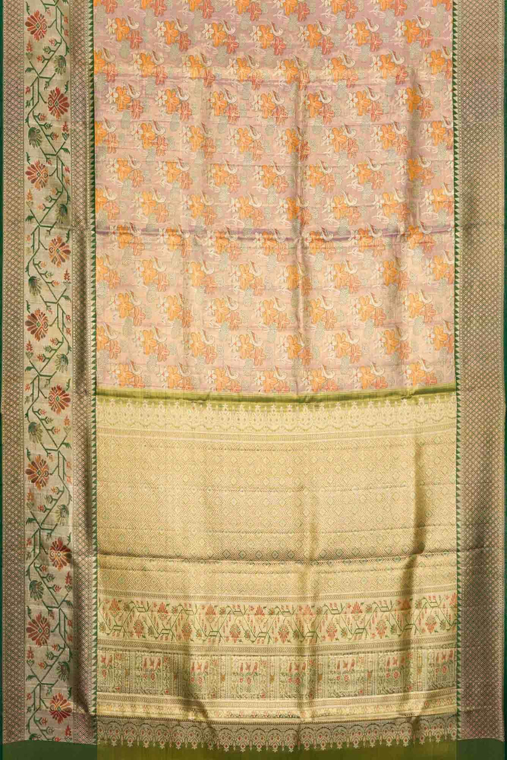 Lavender Dual Tone Kanjivaram Tissue Silk Saree