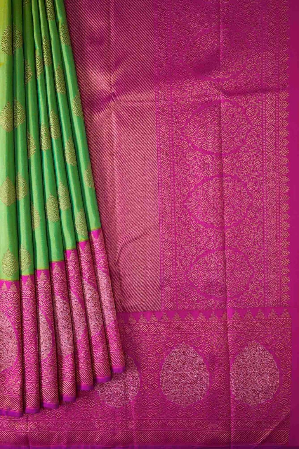 Pure Silk Pure Zari Light Green Dual Tone Kanjivaram Saree