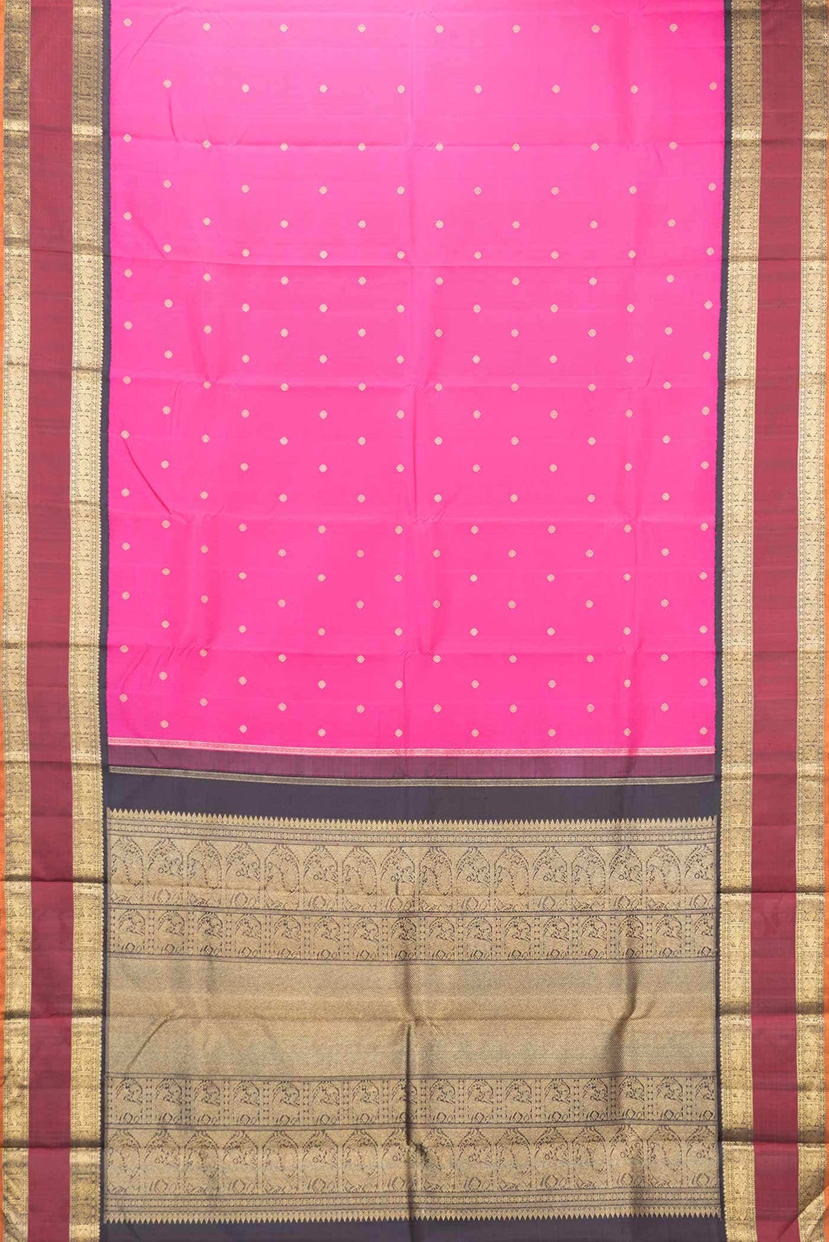 Pure Silk Pure Zari Pink Dual Tone Kanchipuram Saree