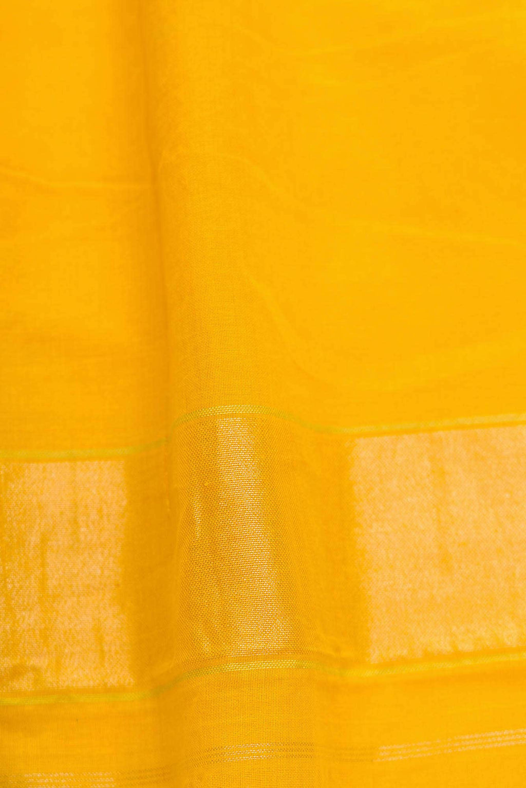 Pure Silk Pure Zari Yellow Dual Tone Banarasi Cotton Saree