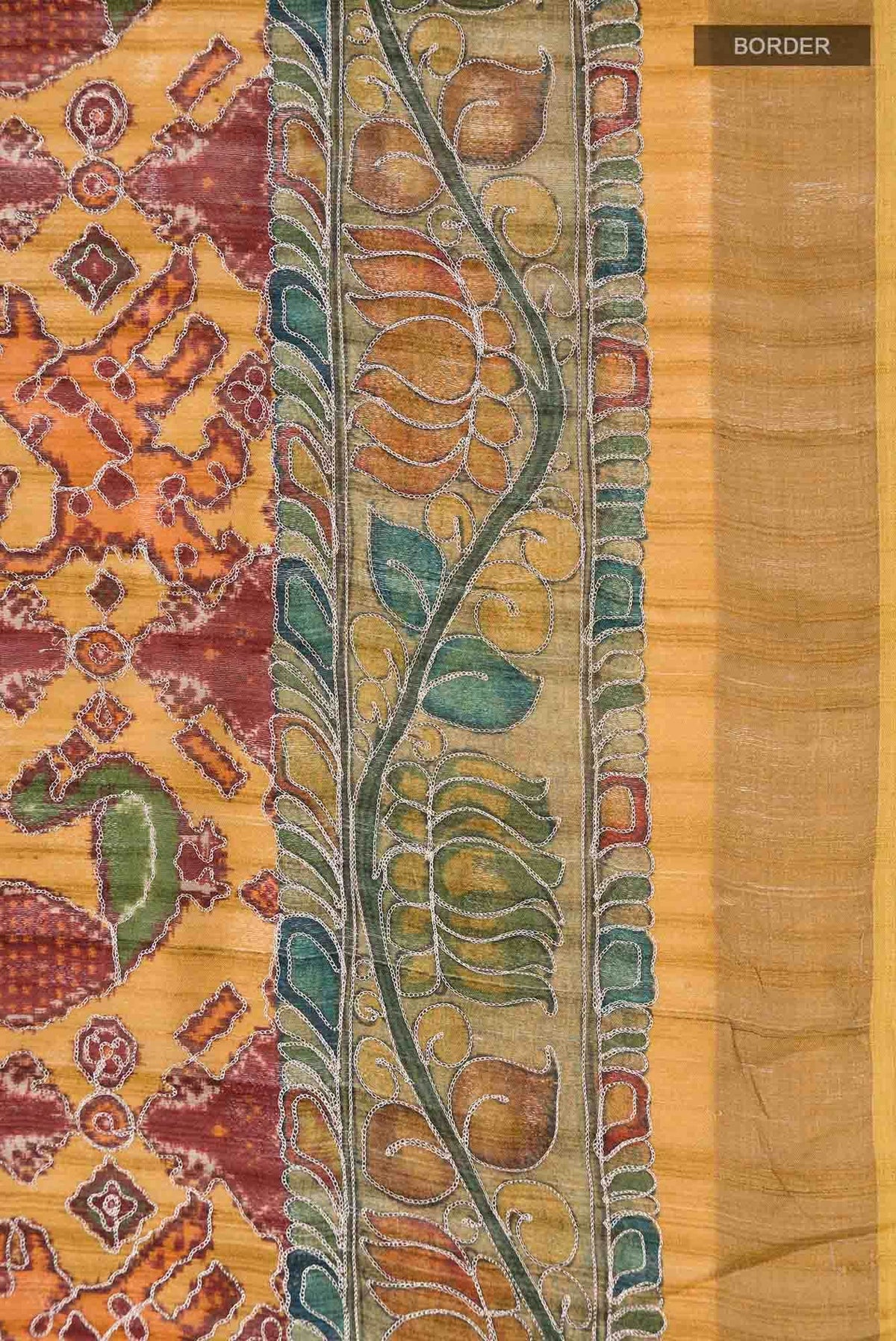 Mustard Tussar Silk Saree