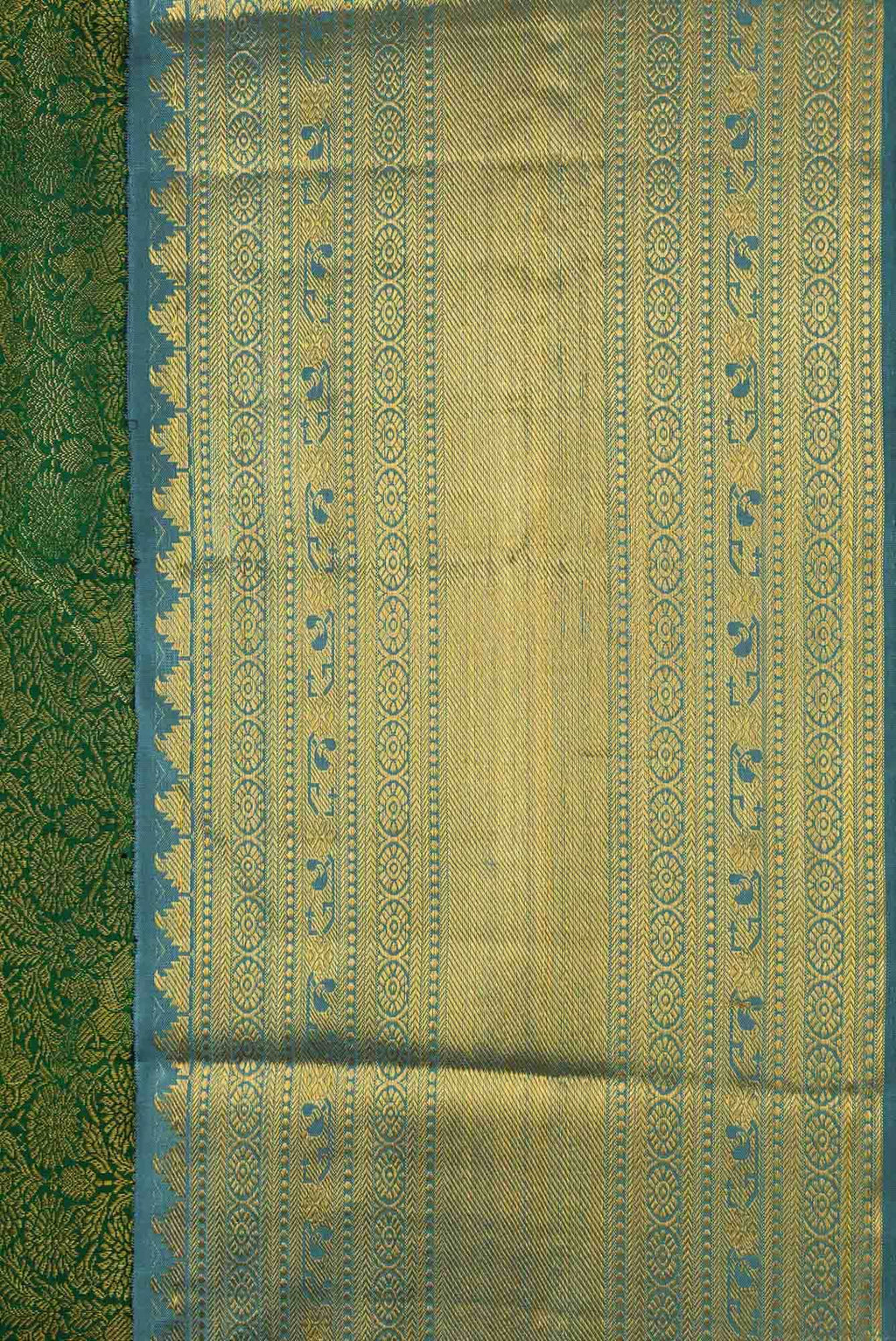 Bottle Green Kanchipuram Silk Saree