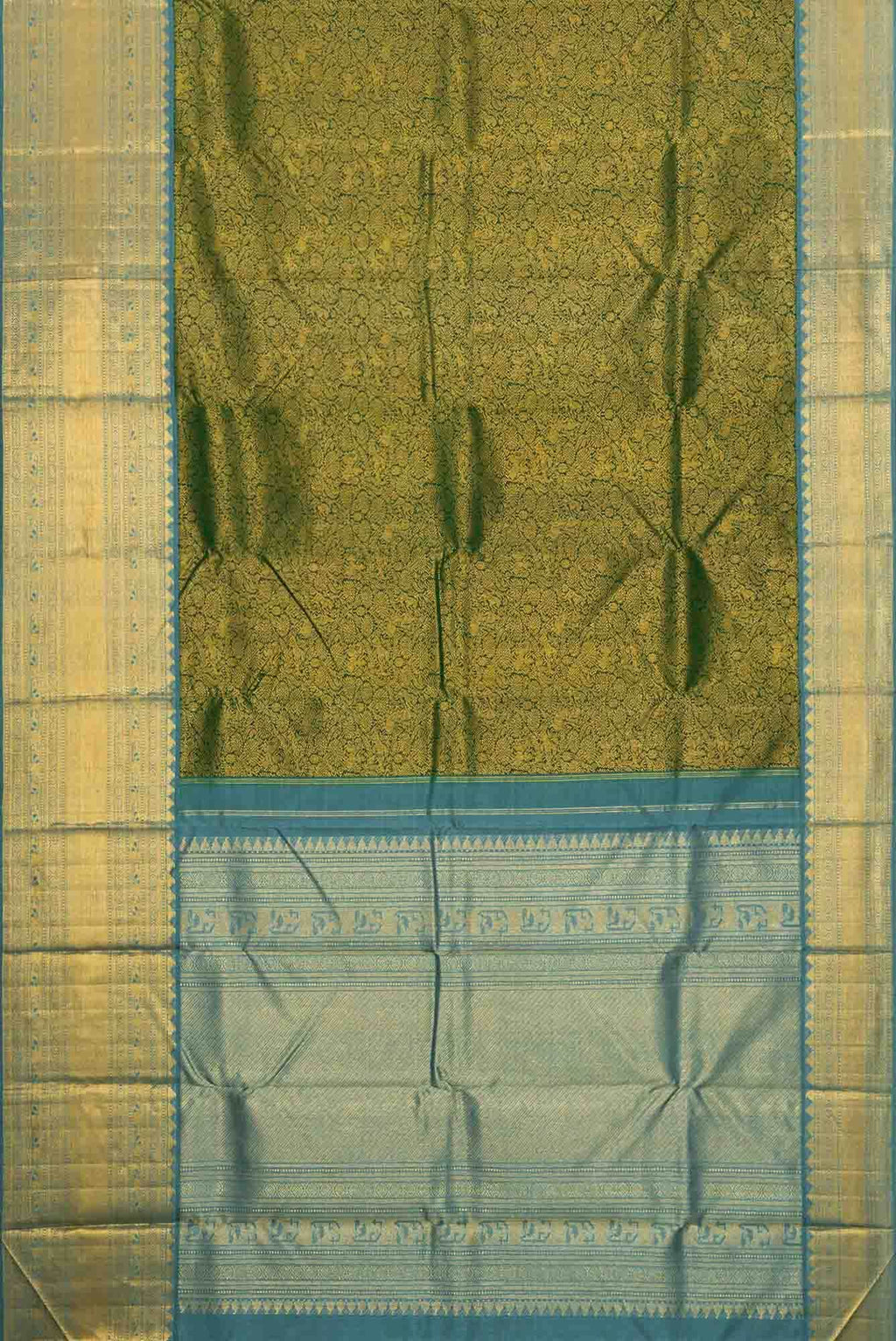 Bottle Green Kanchipuram Silk Saree