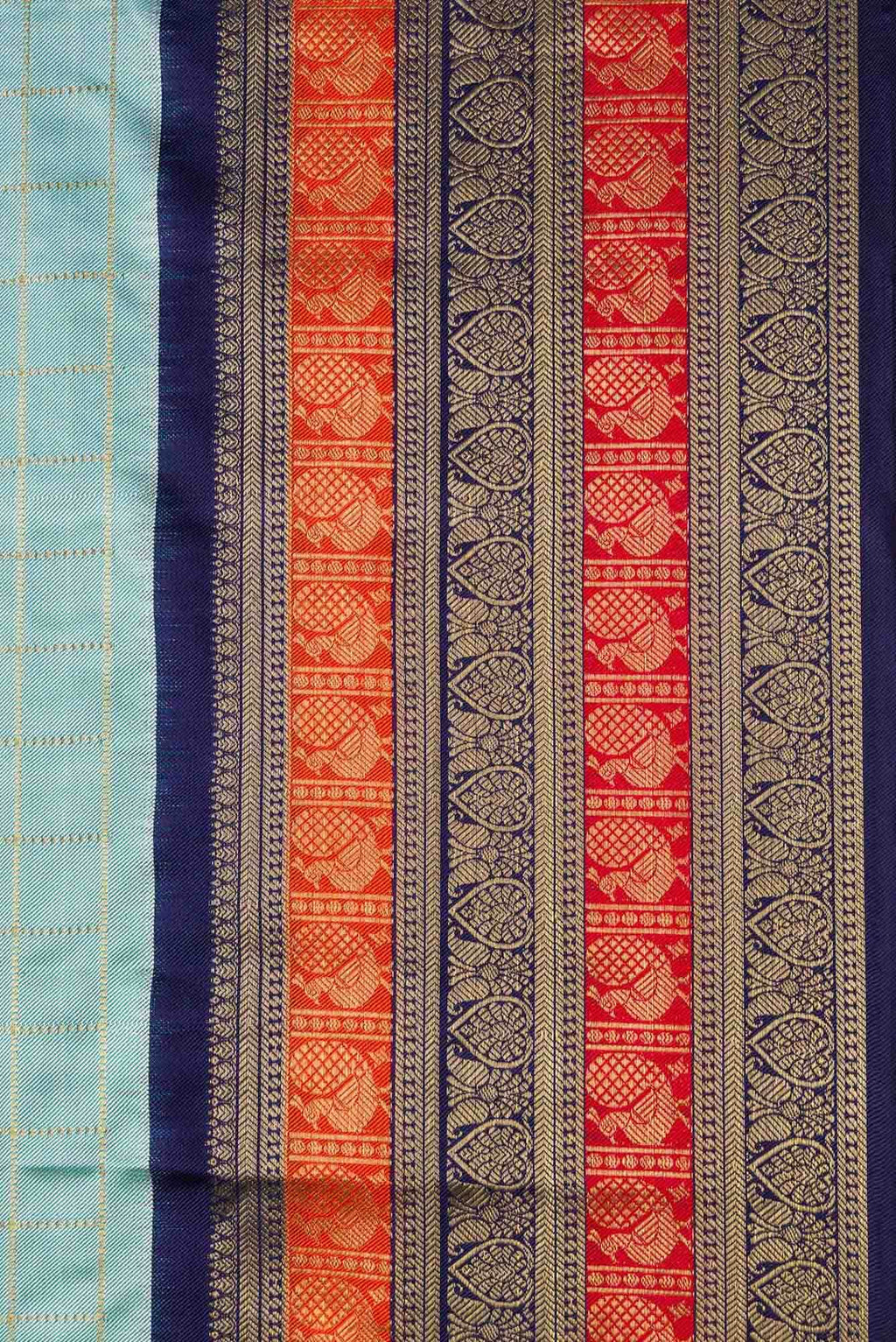 Pure Silk Pure Zari Sky Blue Double Ikat Saree