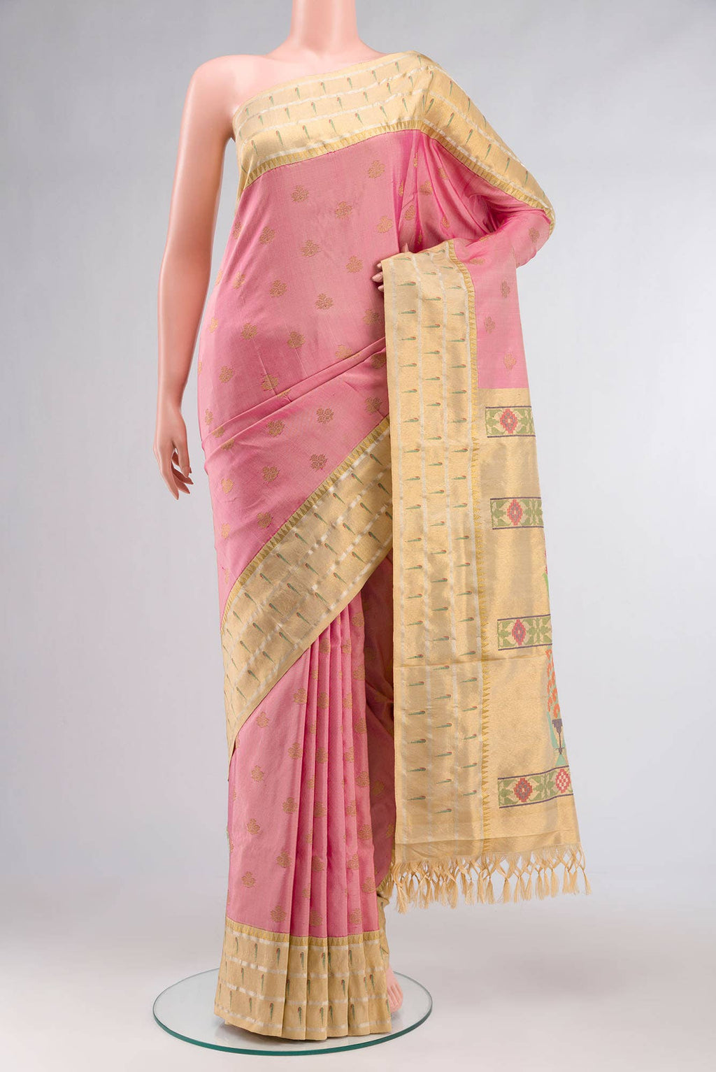 Pure Silk Pure Zari Pink Paithani Saree