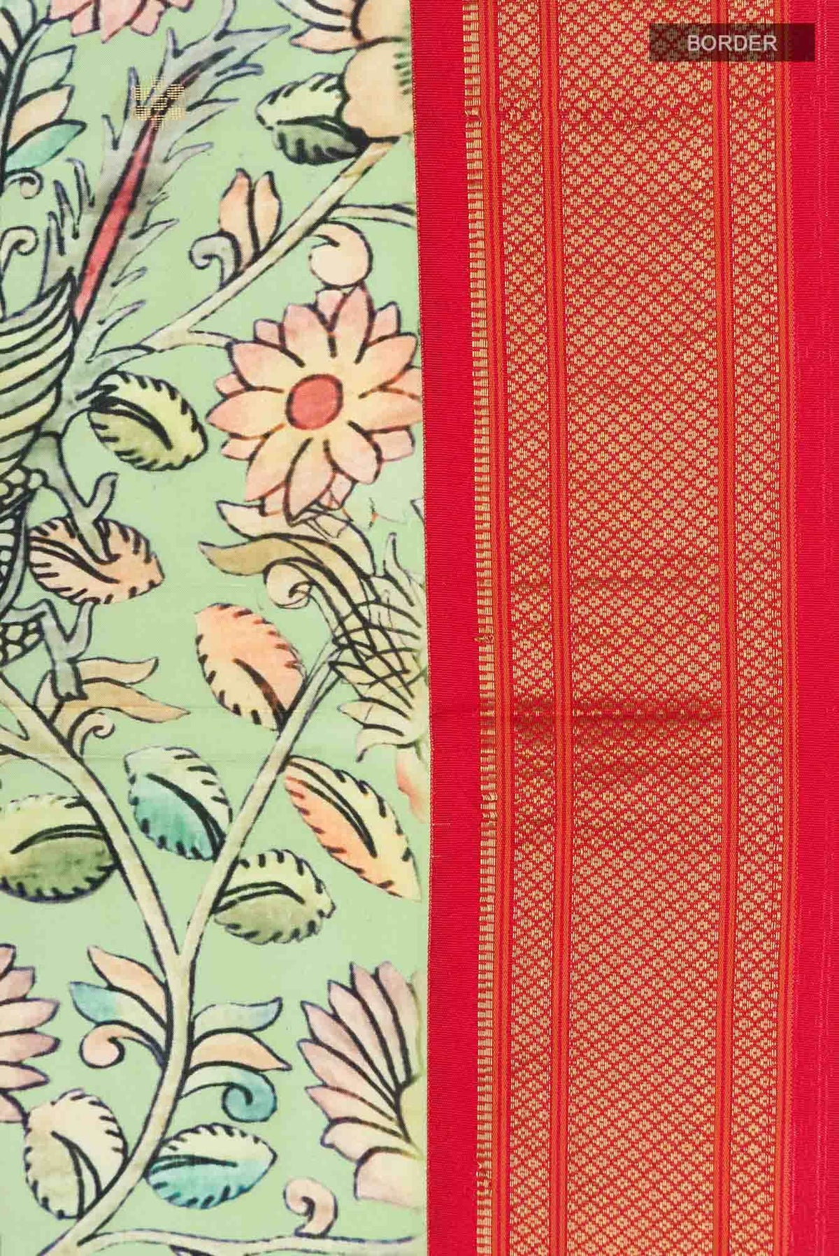 Green Printed Silk Saree