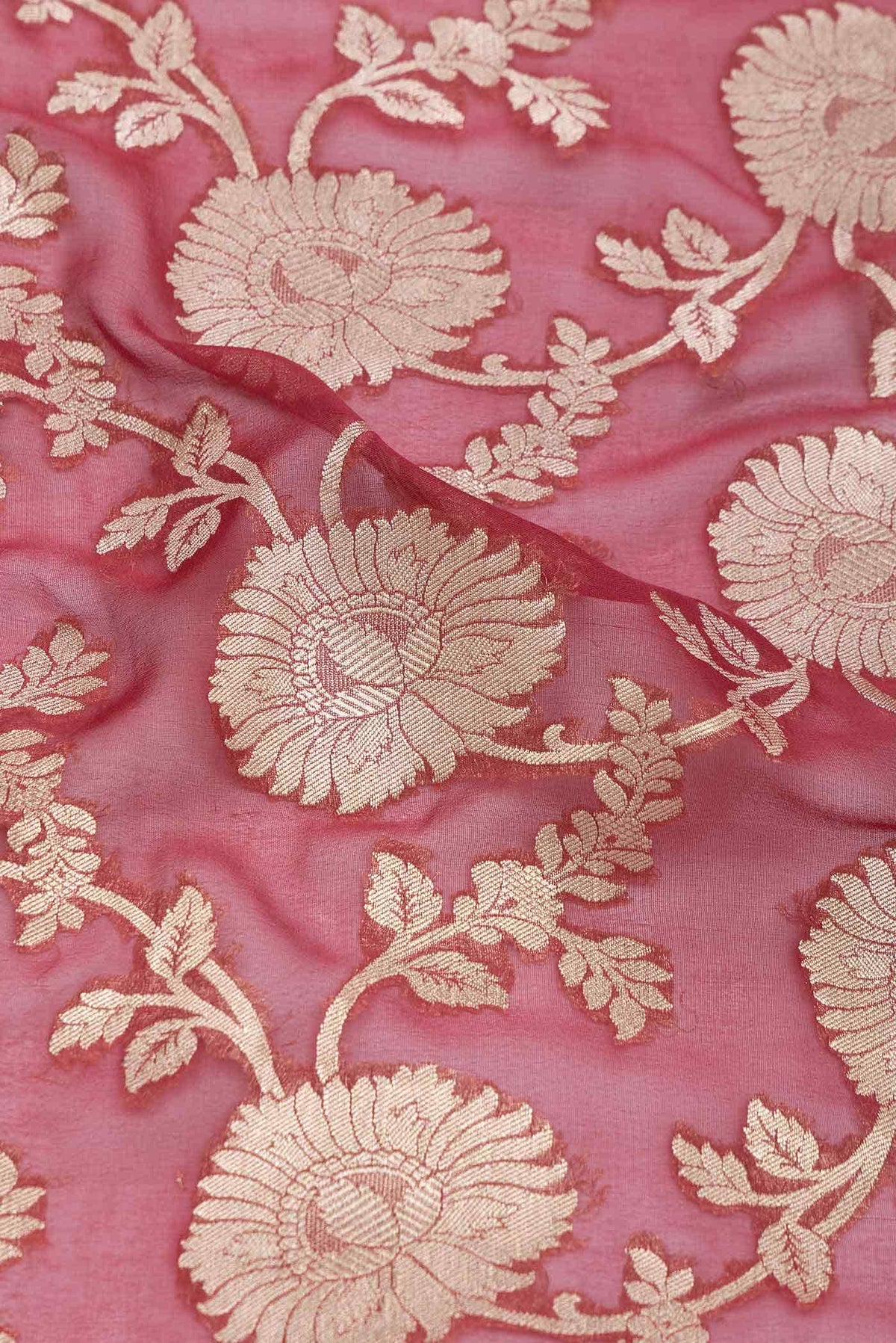 Dark Pink Dual Tone Banarasi Georgette Saree